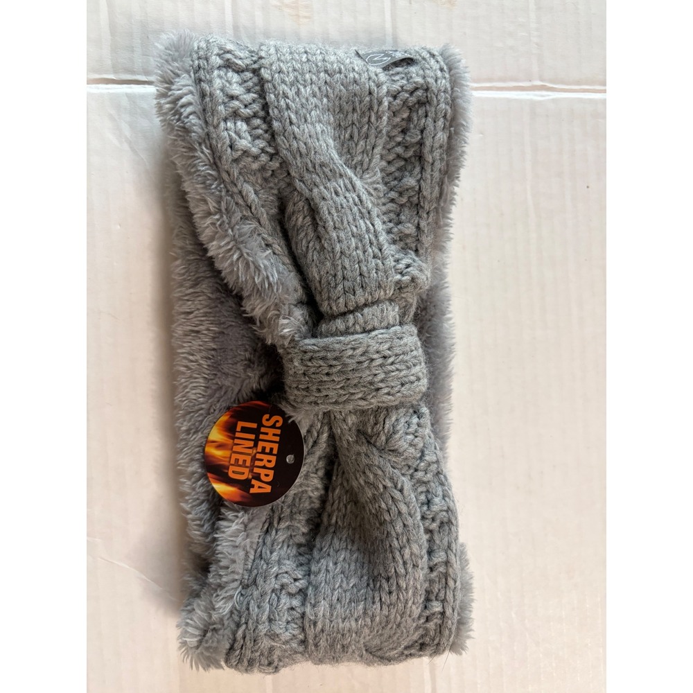 Polar Extreme Gray Cable Knit Sherpa Lined Headband Ear Warmer PE-H-HB-150-SET